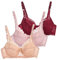 Lot de 3 Soutiens-Gorge Femmes avec Armature Ensemble de Soutiens-Gorge en Dentelle avec Bretelles Réglables Push-up Confortable Sexy Respirant Doux Classique pour Le Quotidien