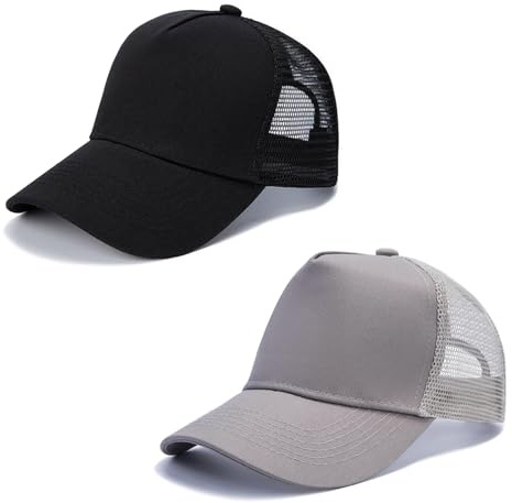 Trucker Caps for Men, 2Pcs Cotton Baseball Cap, Mesh Mens Hats & Caps