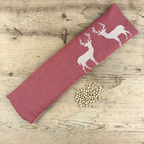 GAIDRA Cuscino BENESSERE con NOCCIOLI di CILIEGIA sfoderabile - jacquard in 100% cotone - 51 x 14 cm - qualitá artigianale dall' Alto Adige - stile tirolese cervi - rosso doubleface