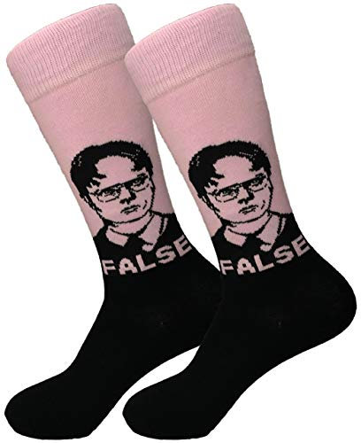 Balanced Co. Dwight Schrute Kleid Socken Rainn Wilson Lustige Socken Verrückte Socken Casual Baumwolle Crew Socken, Schwarz / Pink, Einheitsgröße