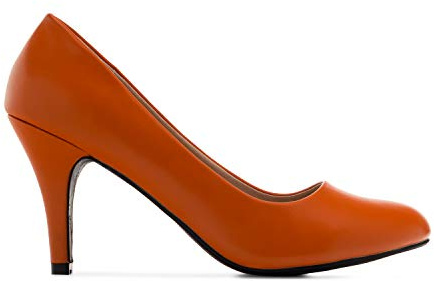Andrés Machado - Zapatos de Tacón para Mujer - Tacón Fino - AM422 - Tallas pequeñas, Medianas y Grandes - Estilo Retro - Talla pequeño - Tejido Simil piel Naranja - Talla EU 40