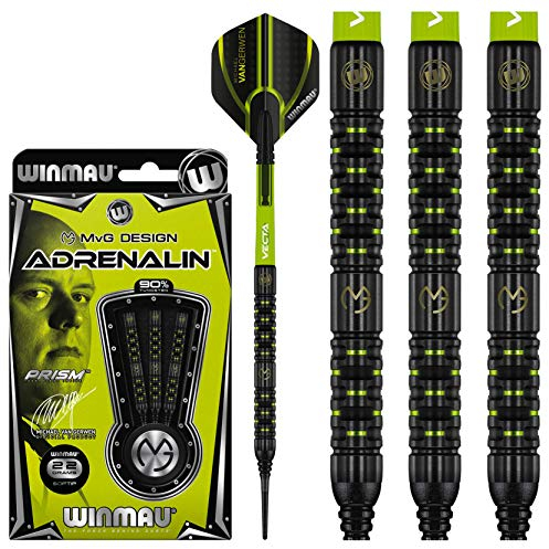 WINMAU Michael Van Gerwen MvG Adrenalin 22 Gramm Profi Wolfram Softtip Dartpfeile Set mit Flights und Schäfte