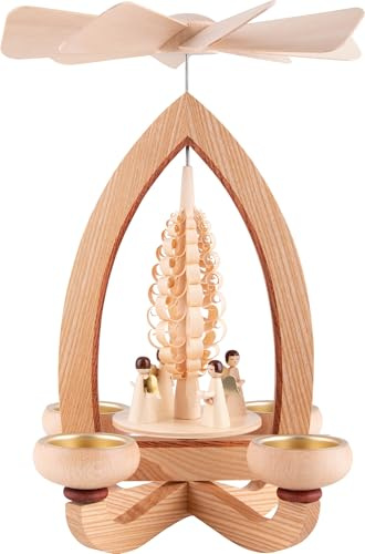Erzgebirge-Palast 1-Tier Pyramid - Angels - Natural - 28 cm / 11 inch