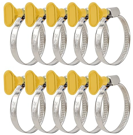 Azisha Schlauchschellen Edelstahl - 10 Stück 25-40 mm Schellen-Set - Mehrzweck Schlauchklemme - Schlauchschelle Flügelmutter für Wasser, Gas und Pool Schlauch