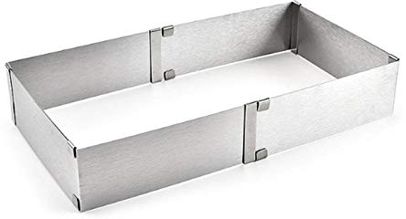 Perfect Flower Backrahmen Rechteckig Verstellbar Edelstahl Kuchenform Kuchenrahmen Backblech Ausziehbar, Flexibel Rechteckiger Kuchenring