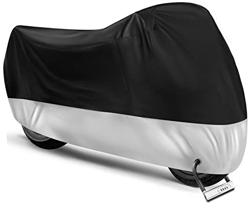 Housse Protection pour Moto,Housse de Moto Exterieur Interieur,Couverture Imperméable en Polyester Résistant aux Déjections d'oiseaux, à l'eau, à Poussière/Neige/Pluie/Vent/Feuilles