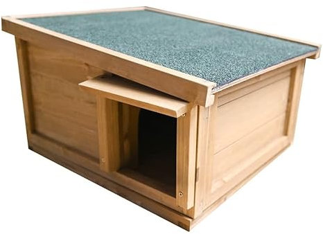 Unibos | Luxury Hedgehog House | Hedgehog Feeding Station | Hedgehog Hibernation Shelter | Hedgehogs Wooden Houses | Safe & Secure Predator Proof | Pitched Roof | Waterproof | 45x41x26.2cm