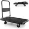 TANGZON Folding Push Cart Dolly, 150KG/200KG/300KG/400KG Rolling Flatbed Luggage Cart with 360° Swivel Wheels, Garage Warehouse Moving Platform Hand Push Truck(Black, 92 x 60 x 87cm, 400KG Capacity)