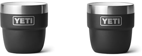 YETI Rambler 4 oz Stackable Cup, Stainless Steel, Vacuum Insulated Espresso/Coffee Cup, 2 Pack, Black