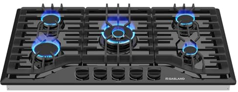 GASLAND 36 Inch Gas Cooktop 5 Italy Sabaf Burner, PRO GH2365EF, Built-in NG/LPG Convertible Stovetops, Gas Countertop Plug-in with Thermocouple Protection, CSA Certified, Black