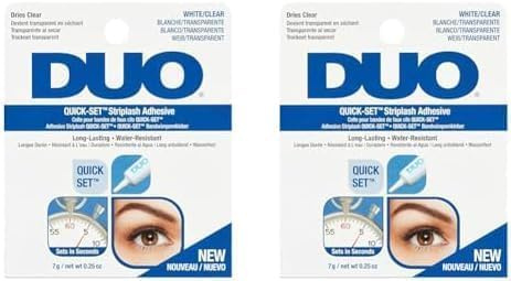 DUO Quick-Set Striplash Adhesive Clear 7g Eyelash Adheisve Applies White Dries Clear All-Day Wear Strip And Individual Lashes Sets In Seconds Water-Resistant Vegan-Friendly Cruelty-Free Eyelashes