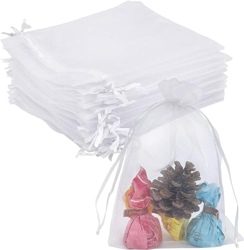 UCLEVER 100 Piezas bolsitas de Organza 17x23 cm Blanco Bolsas de Tul para Regalos Joyas Bodas