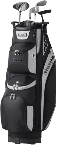 VEVOR Golf-Cart-Tasche mit 14-Wege-Organizer-Unterteilung Oben, 90 cm, 13 Taschen, Premium-Cart-Tasche, langlebige Golftaschen mit Griffen, Staubschutzhülle und abnehmbaren Riemen, Schwarz