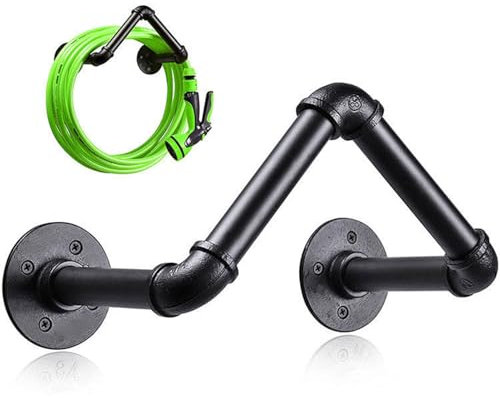 SUZLAZYR Support de Tuyau d'arrosage - Support de Tuyau Robuste Support de Tuyau d'arrosage Mural pour extérieur, 125 Pieds et 5/8 Crochets pour Enrouleur de Tuyau pour Rangement dans Le Garage