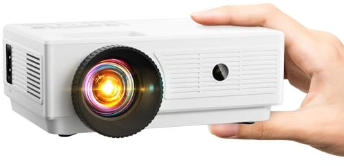 Konsoefuly Proyector Portátil para Cine en Casa - HD 1080P Mini Proyector, Corrección Trapezoidal de ±30°, Zoom Ajustable al 50%, Compatible con iOS, portátiles, PC, TV Stick, Unidades USB