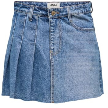 ONLY Onlkadie Reg Pleat DNM Skort Mae, Mix Blu Chiaro, S