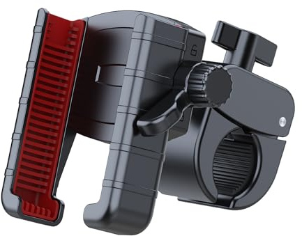 Picozon Bicycle Cellphone Holder, Bicycle Motorcycle Scooter Phone Clip Clamp Mount for All Smartphones - Red