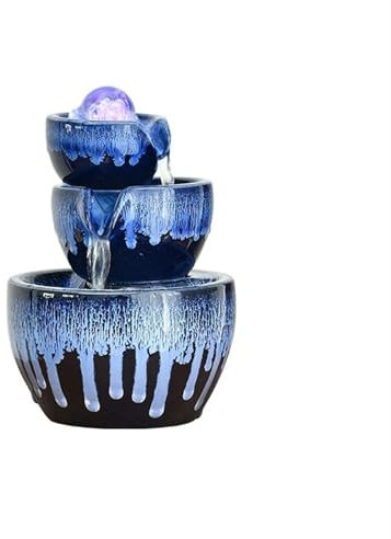 FAJNUZI2024 Fontana Tavolo Ornamenti Feng Shui for Soggiorno, Ingresso Ufficio, tavolino da caffè, Piccola Fontana in Ceramica con circolazione, Funzione d'Acqua da Tavolo Fontana Interni