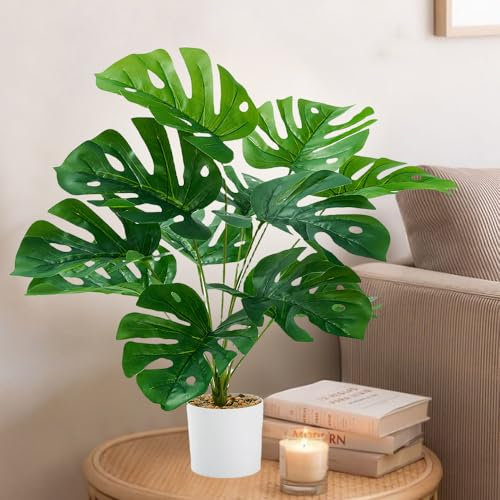 Sousi Artificial Monstera Plant in Pot - Faux Monstera Tropical Plam Plant for Home Floor Living Room Plantas Indoor Office Decoration (60CM)