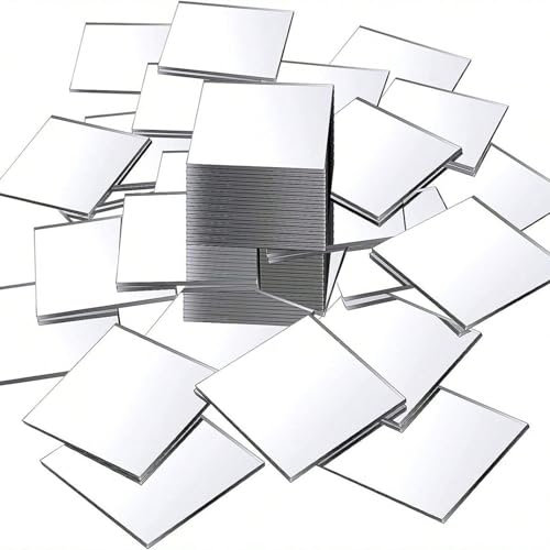 100PCS Mini Mirror - Small Square Mirror Tiles - Self Adhesive Acrylic Mirror Sheet - DIY Crafts Mosaic Art Home Wall Decoration - (2.5 * 2.5cm, Silver)