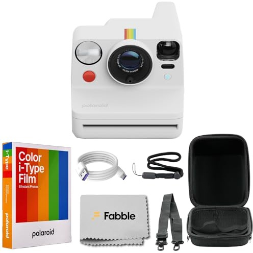 Polaroid Now+ Generation 3 I-Type Instant Film Camera (White) Bundle with Polaroid Color I-Type Film (8 Exposures), Hard Protective Case and USB-C 6 ft. Cable