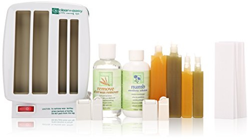 Clean + Easy Petite Triple Roll On Wax Kit – Hair Removal Warmer with Cartridges, Rollers, Remover & Strips, Pre & Post Wax Care Kit, 120V