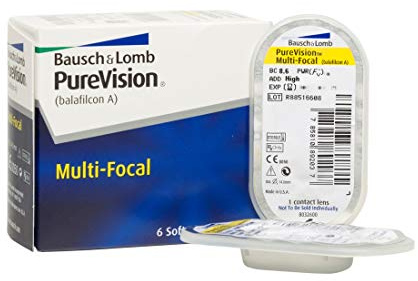 Bausch + Lomb Purevision Multifocal Monatslinsen, Gleitsicht-Kontaktlinsen, weich, 6 Stück BC 8.6 mm / DIA 14 / -4.25 Dioptrien / ADD Low
