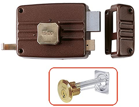 Serratura Portoncino Da Applicare Art. 401 Con Pomolo Interno E Cilindro Staccato Esterno, Scrocco Separato. Dotazione 3 Chiavi.