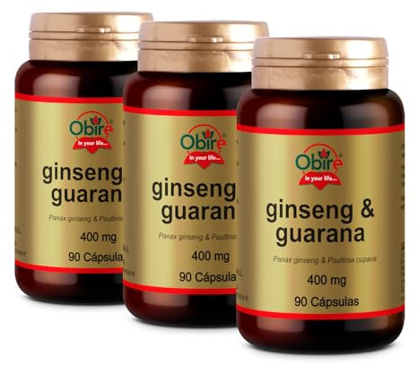 Obire | Ginseng + Guaraná 400 mg | 90 Cápsulas | Energía y Vitalidad | Estudiantes y Deportistas