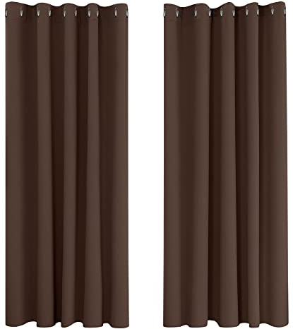Deconovo Super Soft Blackout Curtains Mocha Super Soft Thermal Insulated Eyelet Curtains 66 x 72 Inch Drop Dark Mocha 2 Panels
