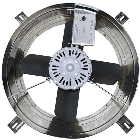 iLiving ILG8G14-12T Automatic Gable Mount Attic Ventilator Fan with Adjustable Thermostat, 2.85 Amp, 2339 CFM, Single-Speed