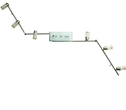 Dapo Gelenksyste-Spotschiene KARL Glas-Decken-Strahler-Spot 9-flammig G9 nickel mit Glas Zierplatte