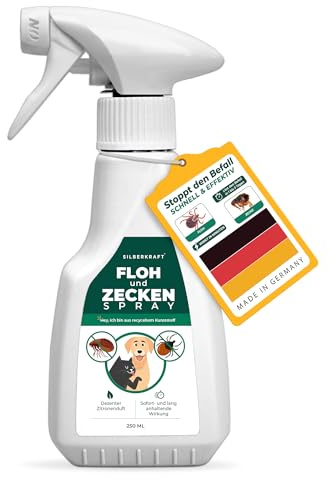 Silberkraft Floh- und Zeckenspray 250 ml für Hund, Katze & Kleintiere – Repellent gegen Flöhe und Zecken
