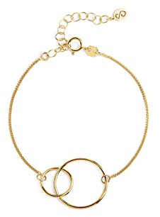 SINGULARU - Pulsera Sister. Latón con Acabado Baño de Oro de 18 Kt. Perlas Cultivas. Largo de cadena 19 cm. Joyas para Mujer