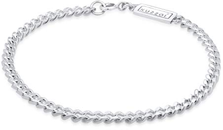 Kuzzoi Buddha Silber-Armband für Herren Panzerarmband (5 mm) handgefertigt aus massiven 925 Sterling Silber poliert Herrenarmband mit Federring 10g schwer, Länge 21 cm