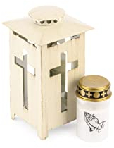 Novaliv Farol para tumba I 25 cm de alto, incluye luz LED blanca, vela conmemorativa para cementerio, vela conmemorativa, vela de luto, vela funeraria, farol