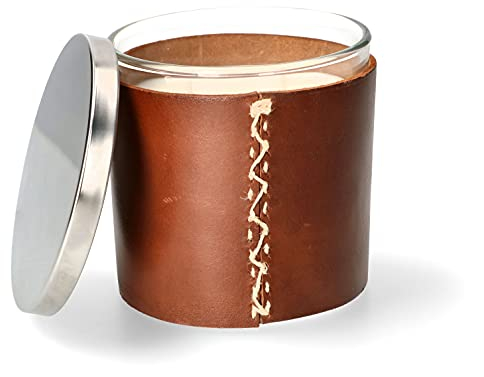 ABRATO® Doftlampa 10 x 10 cm i glas No2 med läderhållare SSG unik doft