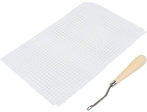 Segeltuch Netz Matte, Mesh für Rucksack Häkeln DIY Rug Hooking Häkeln Holzgriff Häkelreparaturset für Stickarbeiten Kunststoff Kreuzstich Meshstoff für Bastel,Nähprojekte (150x100cm Mesh Cloth)