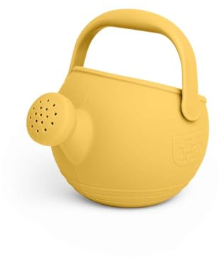 Bigjigs Toys Honey Yellow Silicone Watering Can | Easy Grip Handle, Sustainable Silicone Outdoor & Beach Toy for Kids, Temperature & Stain-Resistant