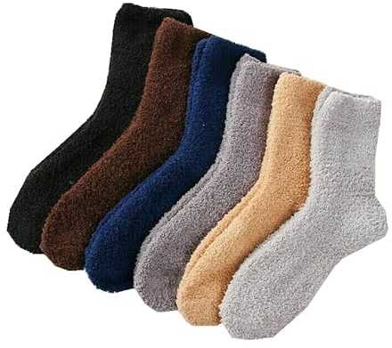 QIGEN LTD 6 Pairs Cosy Bed Socks Mens Fluffy Home Sock Thick Indoor Winter Warm Soft Hot