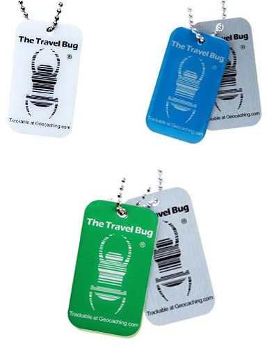 Geocaching TravelBug QR Neu -3er Set Grün, Blau, Weiß Glow in Dark - Travel Bug Geocoin Trackable QR Code Scannen Käfer Zecke (grün blau weiß)