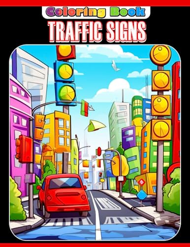 Traffic Signs Coloring Book: Simple Road Symbol Signs Coloring Pages Premium Edition For Kids To Color And Relax