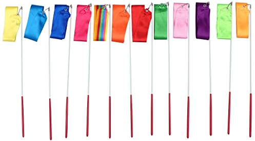 DUNSBY Tanzband 12 Stück 4 m Bunte Gymnastikbänder Rhythmische Gymnastikband Balletttanzkunst Gymnastikband Tanzen Luftschlangen for Erwachsene Gymnastikband