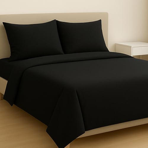 MAXIME MAISON - Parure de Lit 140x200 en Coton, Ensemble de Draps 4 Pièces (1 Drap Housse 140x200, 1 Drap Plat 220x285, 2 Taie d'oreiller 52x82) Draps de Lit 2 Personnes Rafraichissant Made in Italy