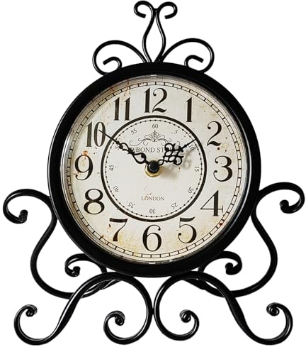HZDHCLH Reloj de mesa retro silencioso, para salón, dormitorio, oficina, reloj de escritorio (negro puro)