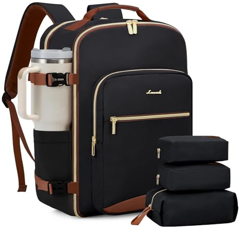 LOVEVOOK 40L Travel Backpack for Women & Men, Airline Approved Carry On Luggage with 3 Packing Cubes, TSA Overnight Bags, Waterproof Personal Item Bag, Weekender Essentials Backpacks fits 17 Laptop