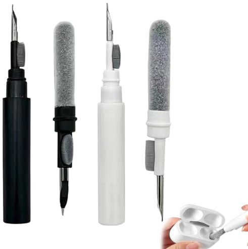 MEXRUMI 2 Pezzi Multifunzione Spazzola Per Pulizia Degli Auricolari 3 In 1 Kit Pulizia Per Auricolari Accessori Per Pulire Gli Auricolari Per Custodia Ricarica Auricolare Porta Telefono (Bianco E Nero