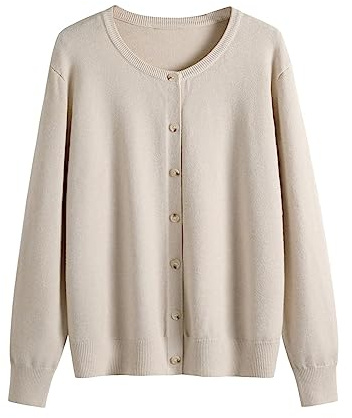 Uwdiohq Cárdigan de Manga Larga con Cuello para Mujer, Modelos de otoño e Invierno de Prendas de Punto básicas versátiles clásicas, Chaqueta de Mujer de Talla Grande Clip De Jersey Cardigan Mujer