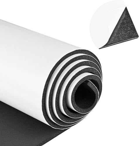 Rouleau de Mousse Autocollante - 300mm x 6mm x 2m plaque de mousse néoprène multifonction, anti-choc antidérapantes, pour joint de porte et fenêtre, résistant aux intempéries, insonorisant, DIY
