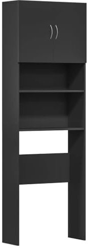 vidaXL Waschmaschinenschrank Schwarz 64x24x190 cm Holzwerkstoff, Waschmaschinenregal, Badschrank, Badezimmermöbel, Badezimmerschrank, Badezimmerregal
